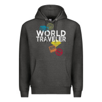 Charcoal Heather world traveler passport stamp gift shirt for men and women t shirt Premium Hoodie - trangStudio