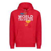 Red world traveler passport stamp gift shirt for men and women t shirt Premium Hoodie - trangStudio