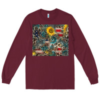 Burgundy America Flag Leopard Gemstone Sunflower Long Sleeve Tee - CowCowDesign