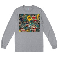 Heather Grey America Flag Leopard Gemstone Sunflower Long Sleeve Tee - CowCowDesign
