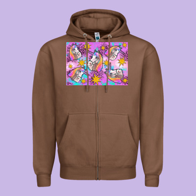 Unicorn Zipper Hoodie Designed By Artiststas