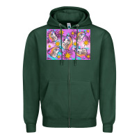 Sports Green unicorn Zipper Hoodie - Artiststas