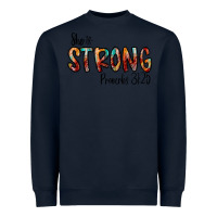 Navy she is strong provebs Heavyweight Sweatshirt - CowhideDigitalArt