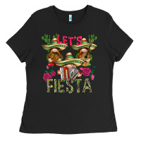 Black Let's Fiesta with gnomes Ladies Tee - NancyCooperArtShop