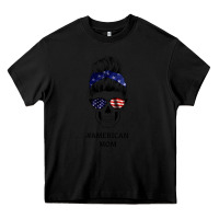Black American Stars, American Flag Patterned Mom Skull Heavy Core Tee - Bettercallsaul