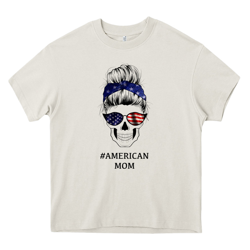 American Stars, American Flag Patterned Mom Skull Heavy Core Tee by Bettercallsaul | Teevron