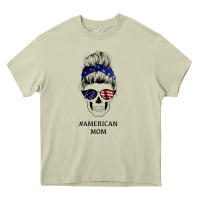 Mossy American Stars, American Flag Patterned Mom Skull Heavy Core Tee - Bettercallsaul