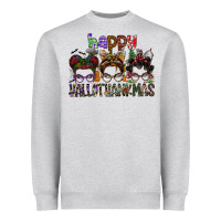 Heather Grey happy hallothanksmas Heavyweight Sweatshirt - SublimationCraftShop