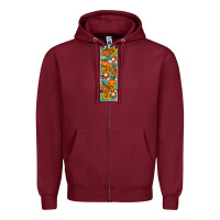 Burgundy Fall Pie Zipper Hoodie - Artiststas