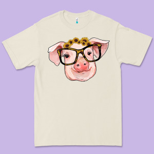 Sunflowers With Pig Premium Tee Designed By Ranaportraitstore