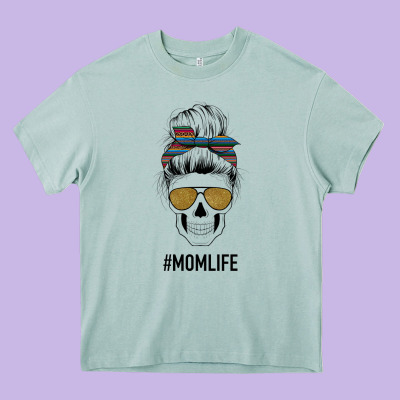 Western Glitter Aztec Patterned Mom Skull Heavy Core Tee Designed By Bettercallsaul