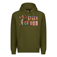 Army Green Stuck on You Premium Hoodie - CowhideDigitalArt