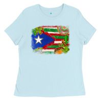 Baby Blue Mexico and Puerto Rico flag Ladies Tee - texasbilliewilder