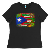 Black Mexico and Puerto Rico flag Ladies Tee - texasbilliewilder