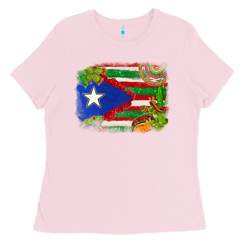 Mexico And Puerto Rico Flag Ladies Tee by texasbilliewilder | Teevron