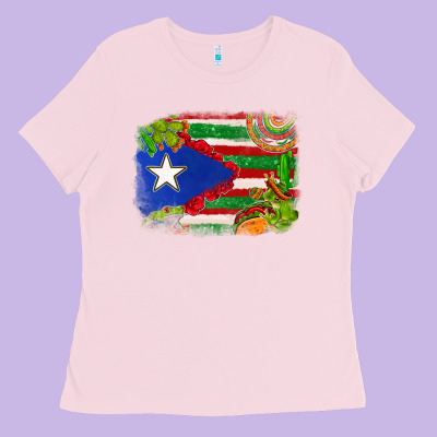 Mexico And Puerto Rico Flag Ladies Tee Designed By Texasbilliewilder
