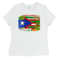 White Mexico and Puerto Rico flag Ladies Tee - texasbilliewilder