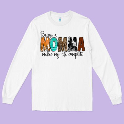 Being A Momma Makes My Life Complete Long Sleeve Tee Designed By Cowcowdesign