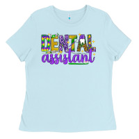 Baby Blue Mardi Gras Dental Assistant Ladies Tee - NancyCooperArtShop