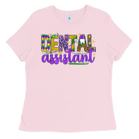 Bubblegum Pink Mardi Gras Dental Assistant Ladies Tee - NancyCooperArtShop