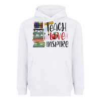 White teach love inspire Heavyweight Hoodie - BarkalooDesign