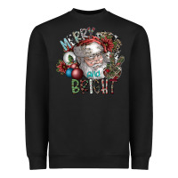 Black merry and bright Heavyweight Sweatshirt - SublimationCraftShop