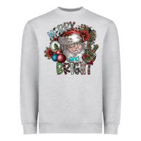 Heather Grey merry and bright Heavyweight Sweatshirt - SublimationCraftShop