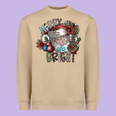 Merry And Bright Heavyweight Sweatshirt Designed By Sublimationcraftshop