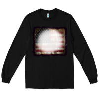Black America Wood Flag with bBeach Effect Long Sleeve Tee - CowCowDesign