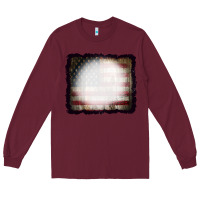 Burgundy America Wood Flag with bBeach Effect Long Sleeve Tee - CowCowDesign