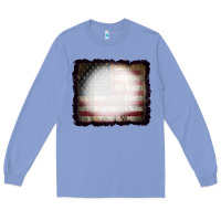 Colony Blue America Wood Flag with bBeach Effect Long Sleeve Tee - CowCowDesign