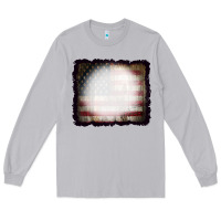 Moon Dust America Wood Flag with bBeach Effect Long Sleeve Tee - CowCowDesign