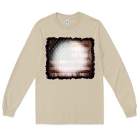 Mushroom America Wood Flag with bBeach Effect Long Sleeve Tee - CowCowDesign