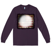Plum America Wood Flag with bBeach Effect Long Sleeve Tee - CowCowDesign