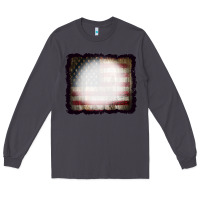 Smoke America Wood Flag with bBeach Effect Long Sleeve Tee - CowCowDesign