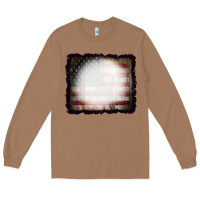 Toasted Coconut America Wood Flag with bBeach Effect Long Sleeve Tee - CowCowDesign