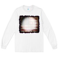 White America Wood Flag with bBeach Effect Long Sleeve Tee - CowCowDesign