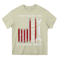 Mossy That_s What I Do I Fix Stuff And I Know Things American Flag Heavy Core Tee - trangStudio