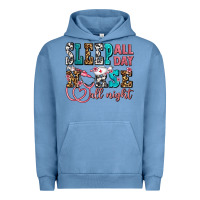 Pigment Pebble Blue sleep all day nurse all night Urban Hoodie - AdoDesignShop