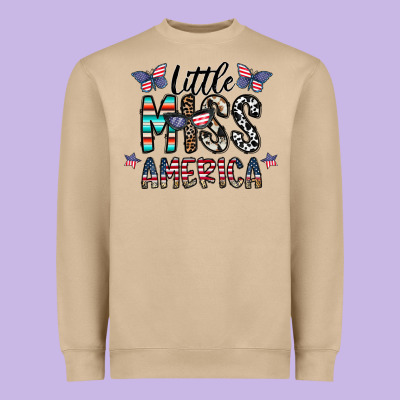 Little Miss America Heavyweight Sweatshirt Designed By Cowhidedigitalart