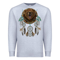 Heather Grey bear  native dreamcatcher Premium Sweatshirt - BarkalooDesign