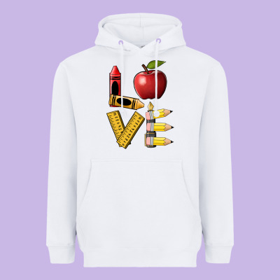 Love Teacher Heavyweight Hoodie Designed By Barkaloodesign