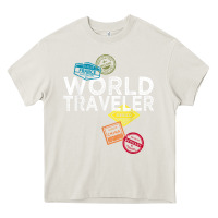 Cream world traveler passport stamp gift shirt for men and women t shirt Heavy Core Tee - trangStudio