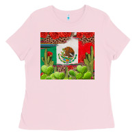 Bubblegum Pink Mexican Flag Ladies Tee - texasbilliewilder