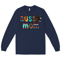 Navy Aussie mom Long Sleeve Tee - CowCowDesign