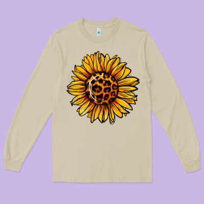 Sunflower Leopard Long Sleeve Tee Designed By Jasminsmagicworld