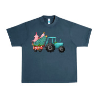 Midnight Navy christmas tree tractor Urban Heavy Tee - CowGirlArtShop