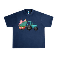 Navy christmas tree tractor Urban Heavy Tee - CowGirlArtShop