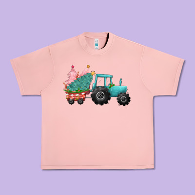 Christmas Tree Tractor Urban Heavy Tee Designed By Cowgirlartshop