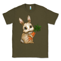 Army Green Happy Easter With Bunny And Carrot Classic Tee - RanaPortraitStore